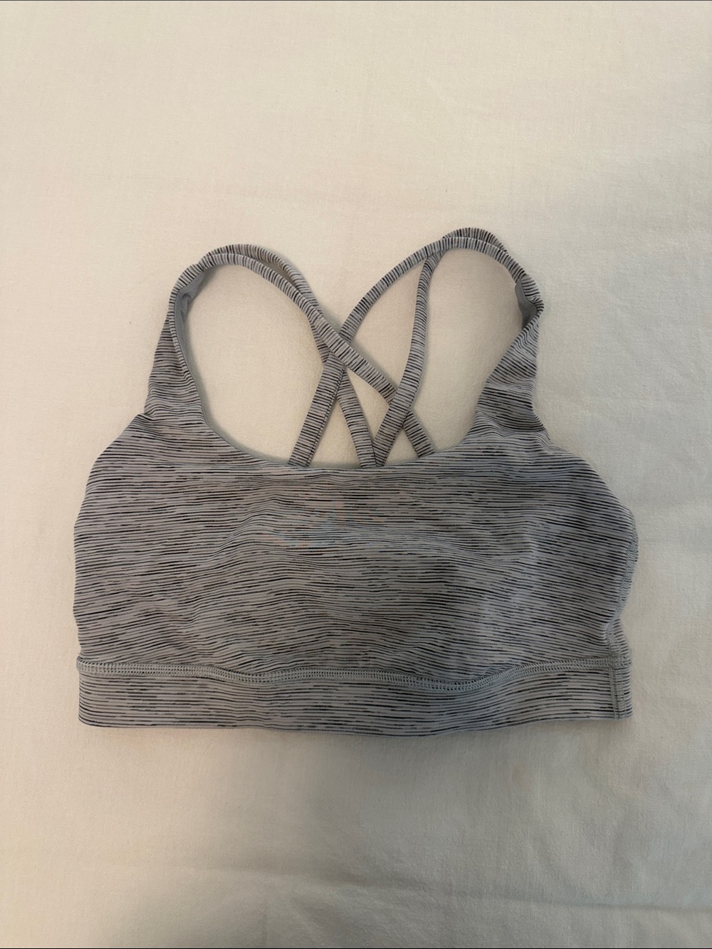 lululemon athletica Gray Striped Crisscross Sports Bra